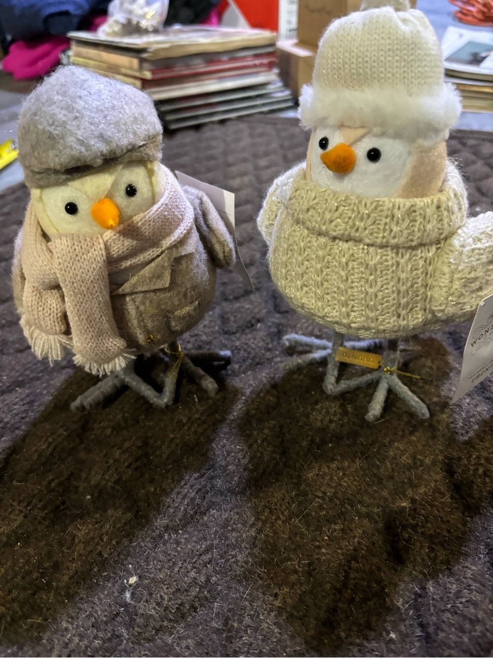 Wondershop Beige & Cream Knit Winter Bird Figurines Mepak & Ubuntu